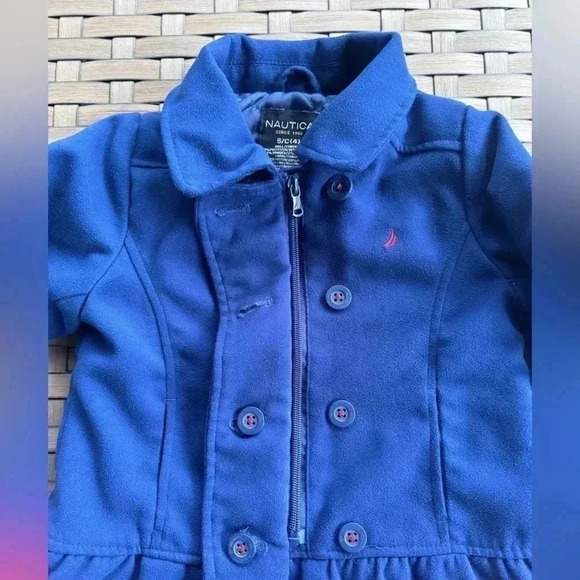 Nautica‎ Double Breasted Peacoat Full Zip Little Girls’ Size 4 Blue/Red Striped - Picture 4 of 9